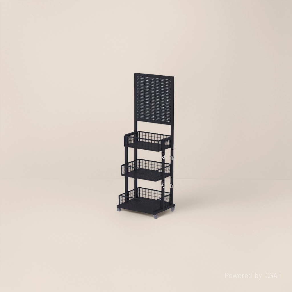 Black metal storage rack, main body, bathroom and kitchen perforated board, floor rack, multi-layer miscellaneous storage rack details Picture