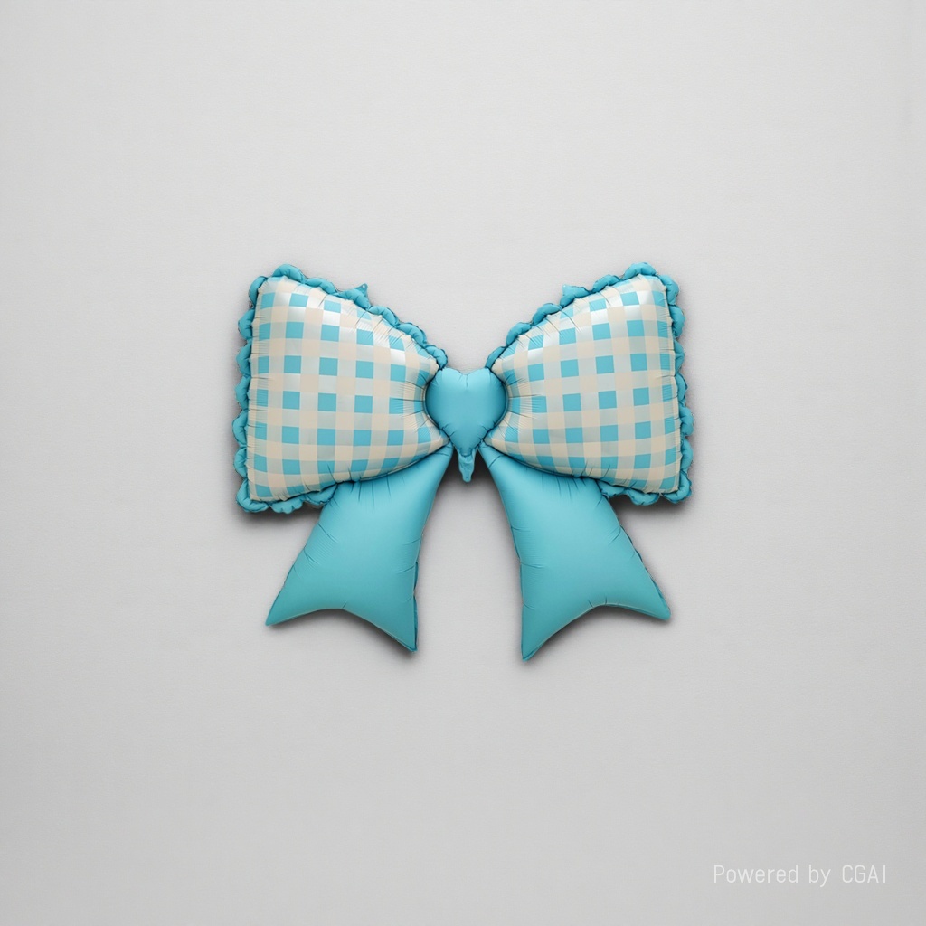Matte lace checkered bow blue birthday party aluminum film balloon ceremony decoration Specification image