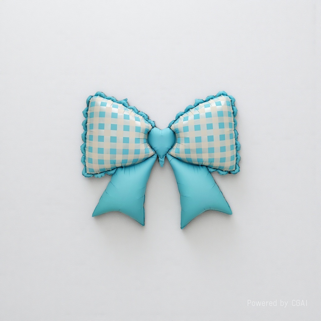 Matte lace checkered bow blue birthday party aluminum film balloon ceremony decoration Item Picture