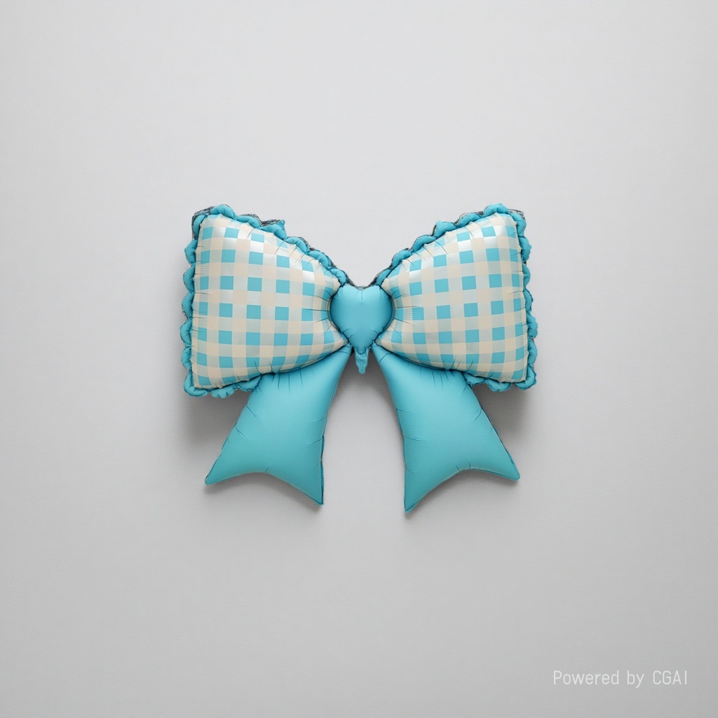 Matte lace checkered bow blue birthday party aluminum film balloon ceremony decoration details Picture