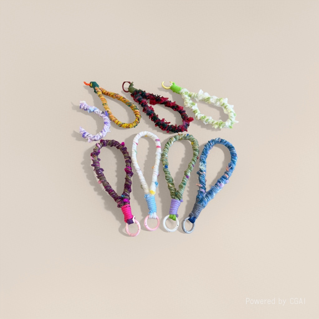 This short woven phone lanyard features a special and colorful thread design that prevents loss and is fashionable and trendy for carrying men's and women's bags details Picture
