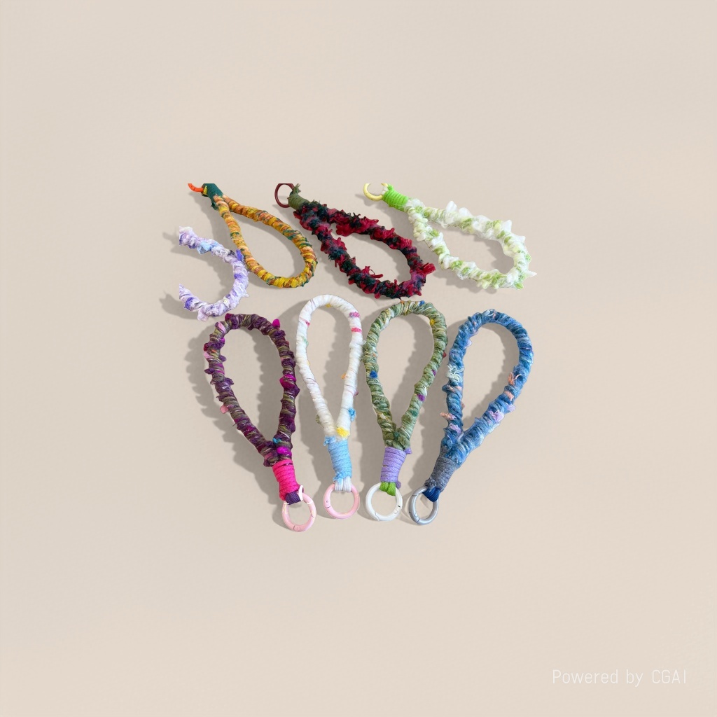 This short woven phone lanyard features a special and colorful thread design that prevents loss and is fashionable and trendy for carrying men's and women's bags Specification image