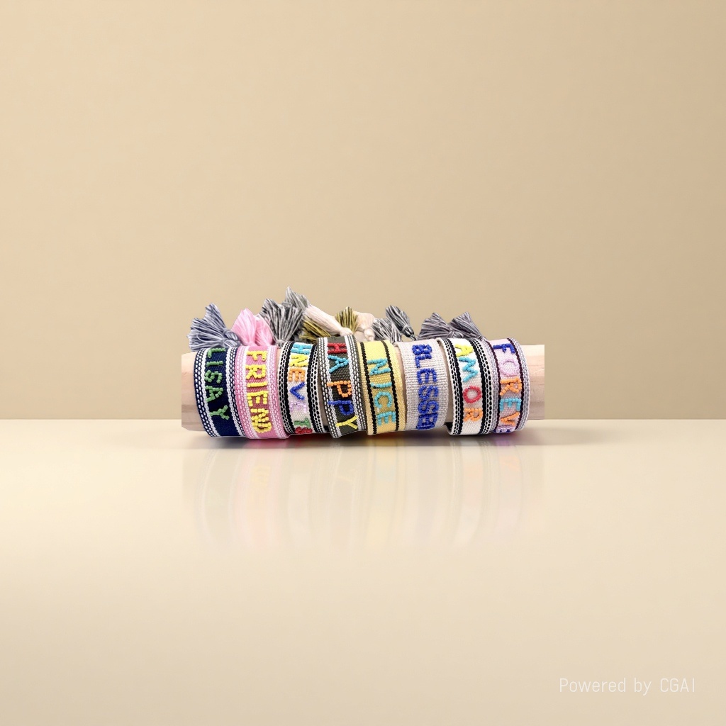 Factory direct sales, cross-border European and American ethnic style hand-embroidered imported rice beads, customizable letter ribbon tassel wristband 112113294 Application Scenario