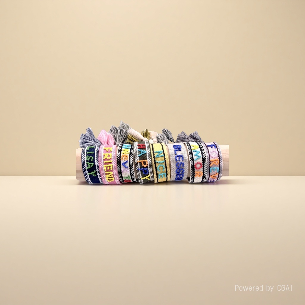 Factory direct sales, cross-border European and American ethnic style hand-embroidered imported rice beads, customizable letter ribbon tassel wristband 112113294 details Picture
