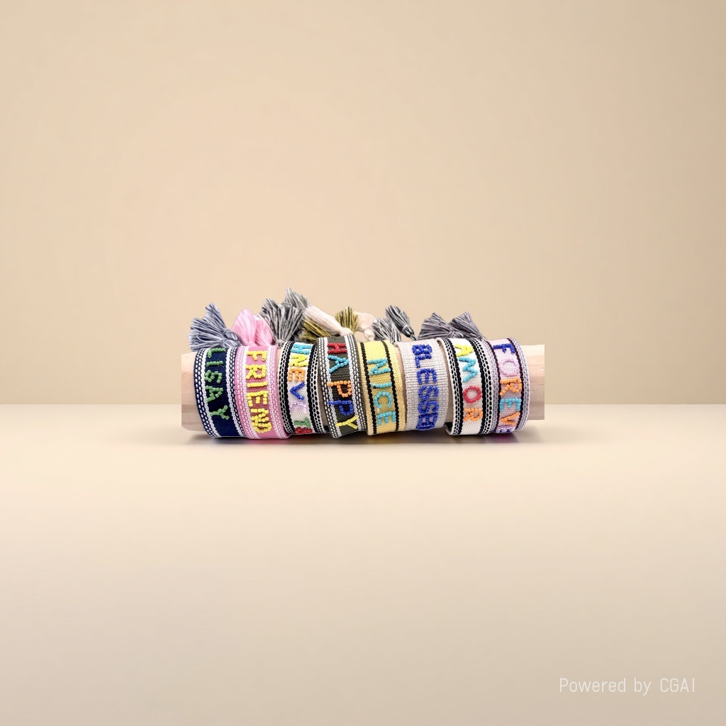 Factory direct sales, cross-border European and American ethnic style hand-embroidered imported rice beads, customizable letter ribbon tassel wristband 112113294 Specification image