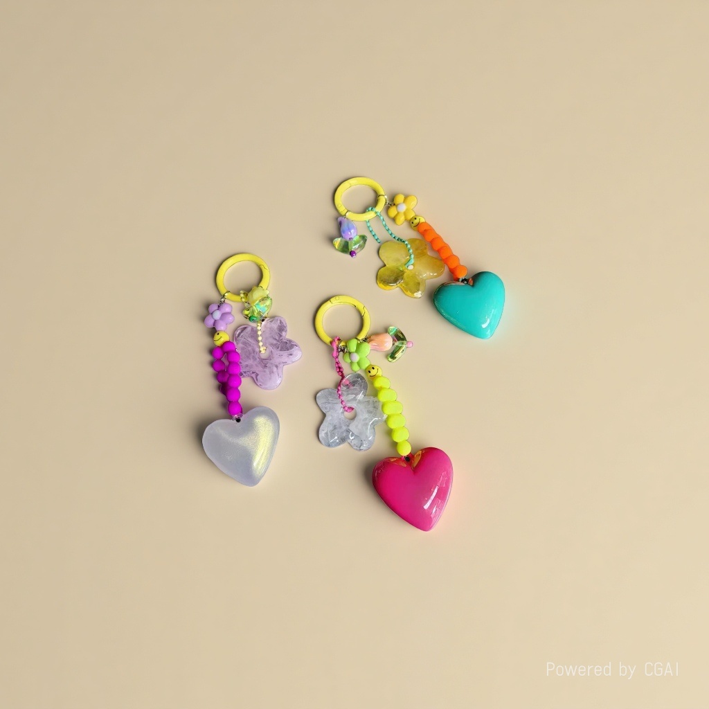 Dongdaemun, South Korea, macaron candy-colored heart-shaped flower mobile phone case, key pendant, mobile phone chain, anti-loss chain pendant details Picture