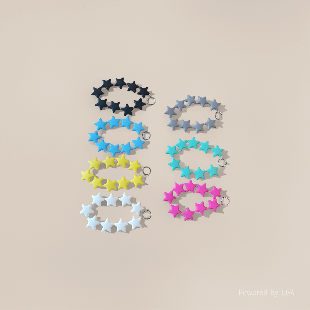 Colorful silicone star color-blocking Hyuna style fashion accessory bag, car hanger, keychain, cute mobile phone chain for girls Specification image