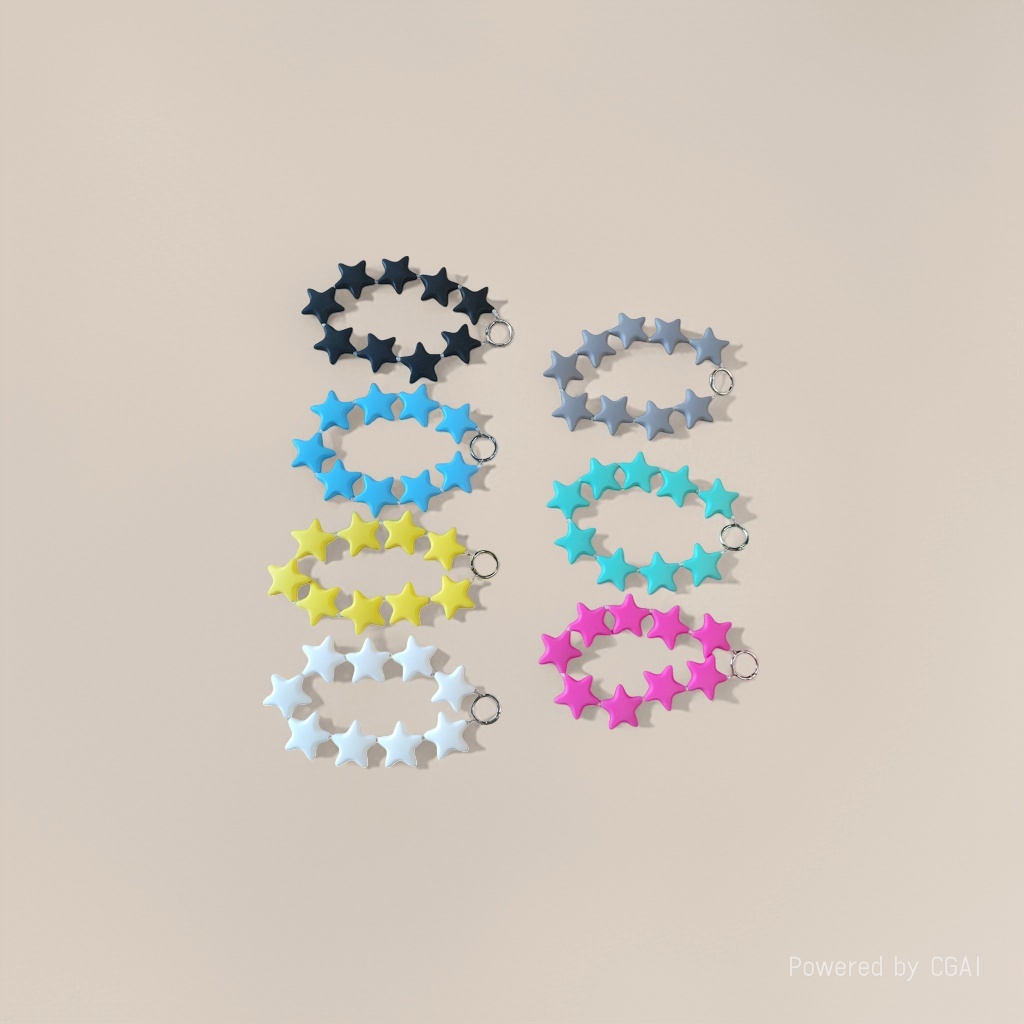 Colorful silicone star color-blocking Hyuna style fashion accessory bag, car hanger, keychain, cute mobile phone chain for girls details Picture