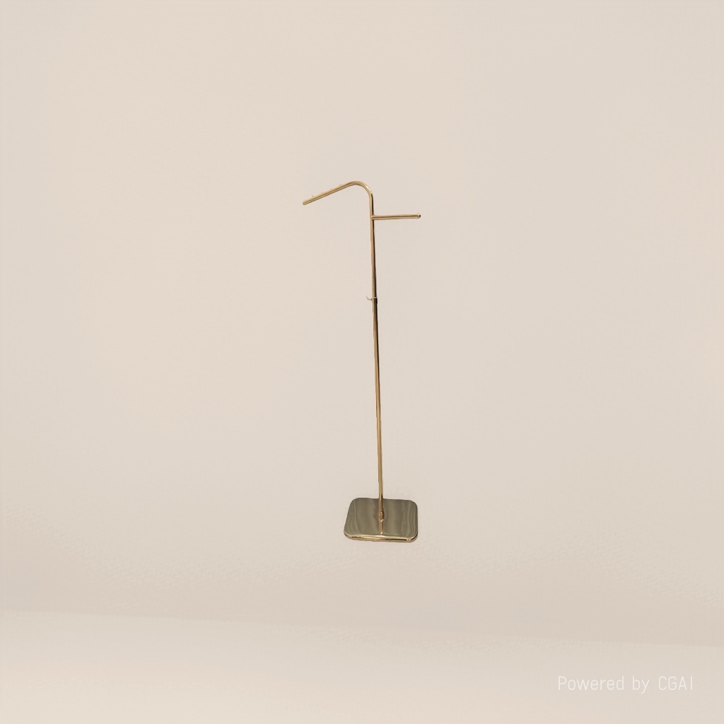 Two-arm titanium gold display stand, floor-standing suit hanger, specially designed for clothing fabric skirts