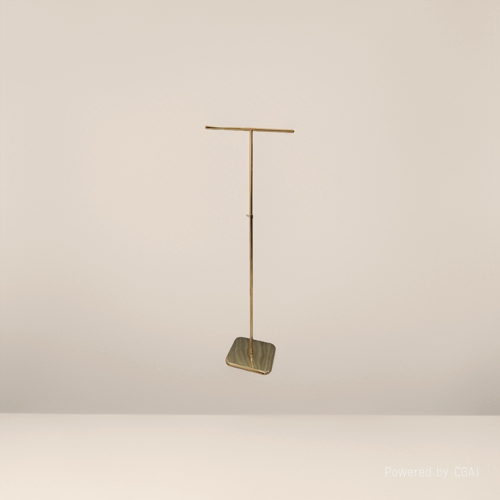 Two-arm titanium gold display stand, floor-standing suit hanger, dedicated for clothing fabric skirts, 153547763 Specification image