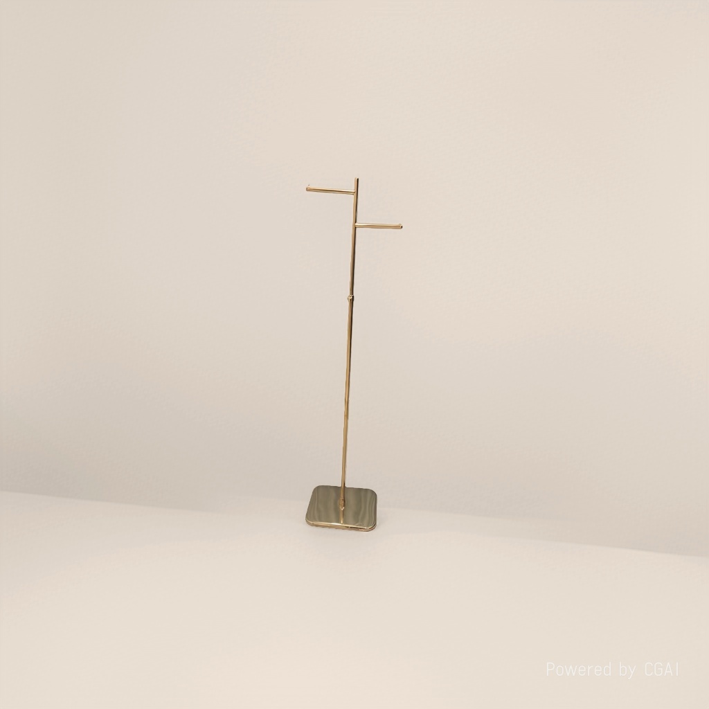 Two-arm titanium gold display stand, floor-standing suit hanger, dedicated for clothing fabric skirts, 153552524 Specification image