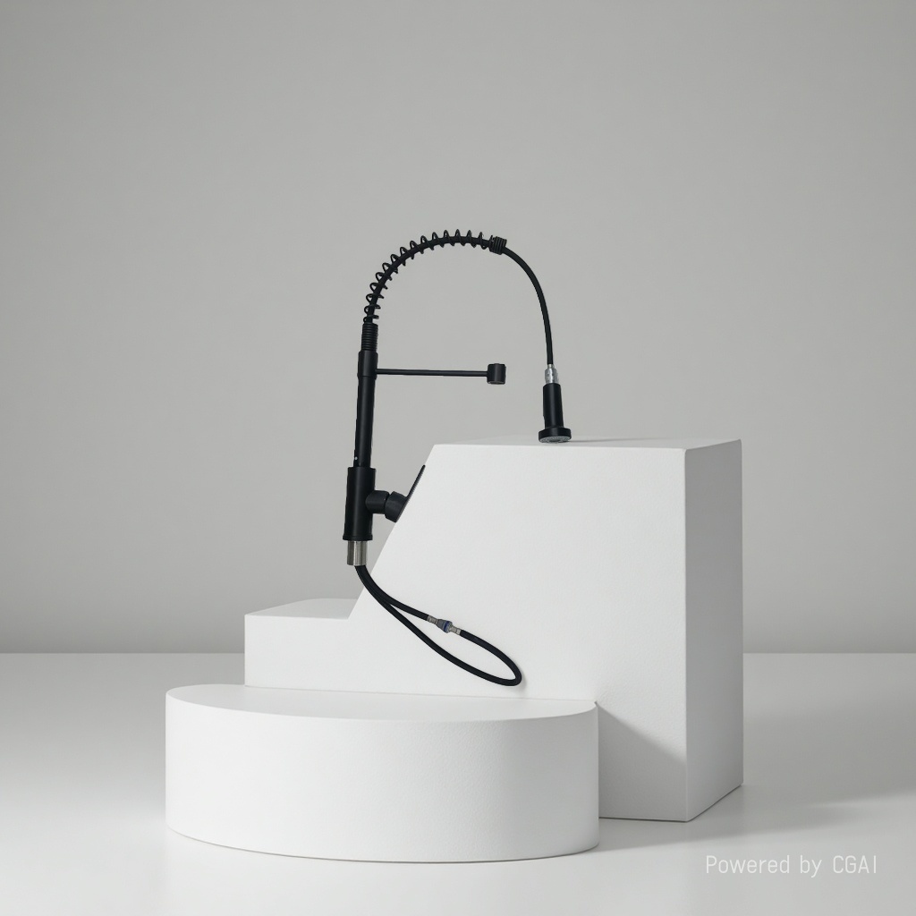 The main body of the black pull-out intaglio kitchen faucet is a semi-automatic small kitchen faucet Application Scenario
