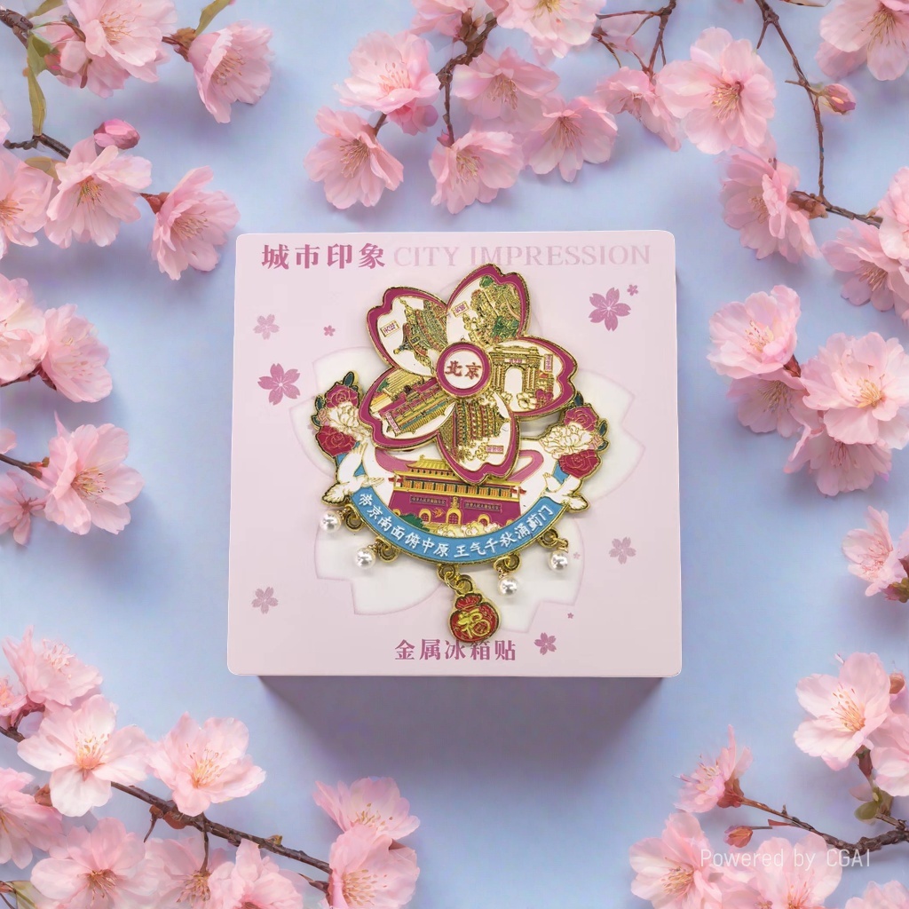 City Impression Beijing Theme Flower fridge Magnet