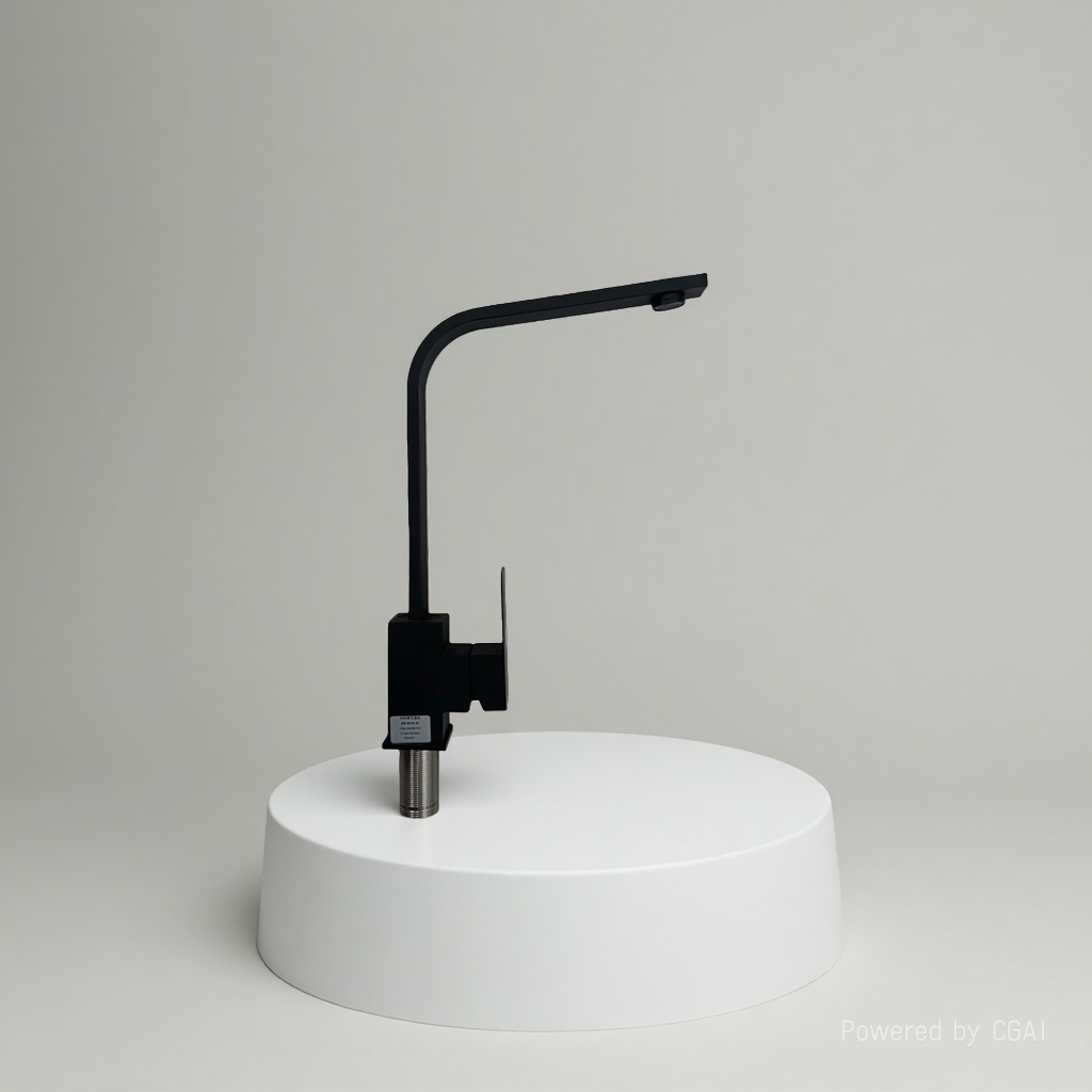Black square kitchen faucet, hot and cold household sink faucet, splash-proof details Picture