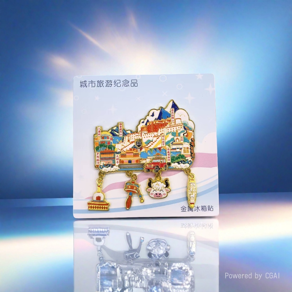 Metal fridge magnets for city tourism souvenirs