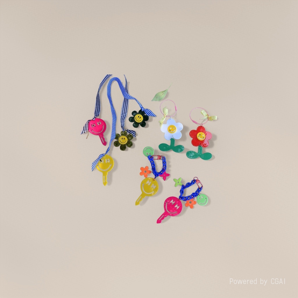 Korean niche ins sunflower key flower acrylic pendant, new bag accessory, pendant for men and women details Picture