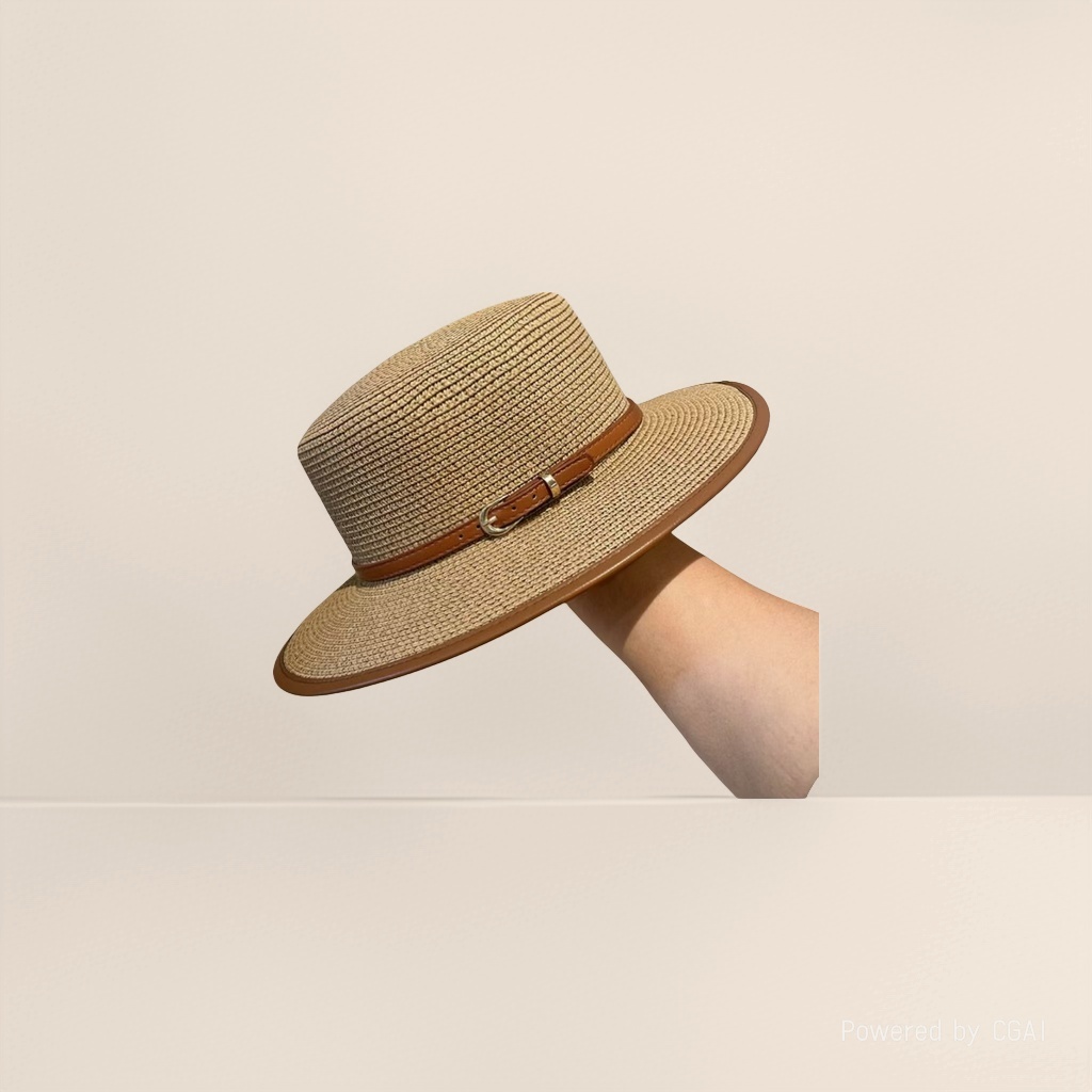 White straw hat, adult sun protection fisherman hat, sun hat, baseball cap, straw hat Application Scenario