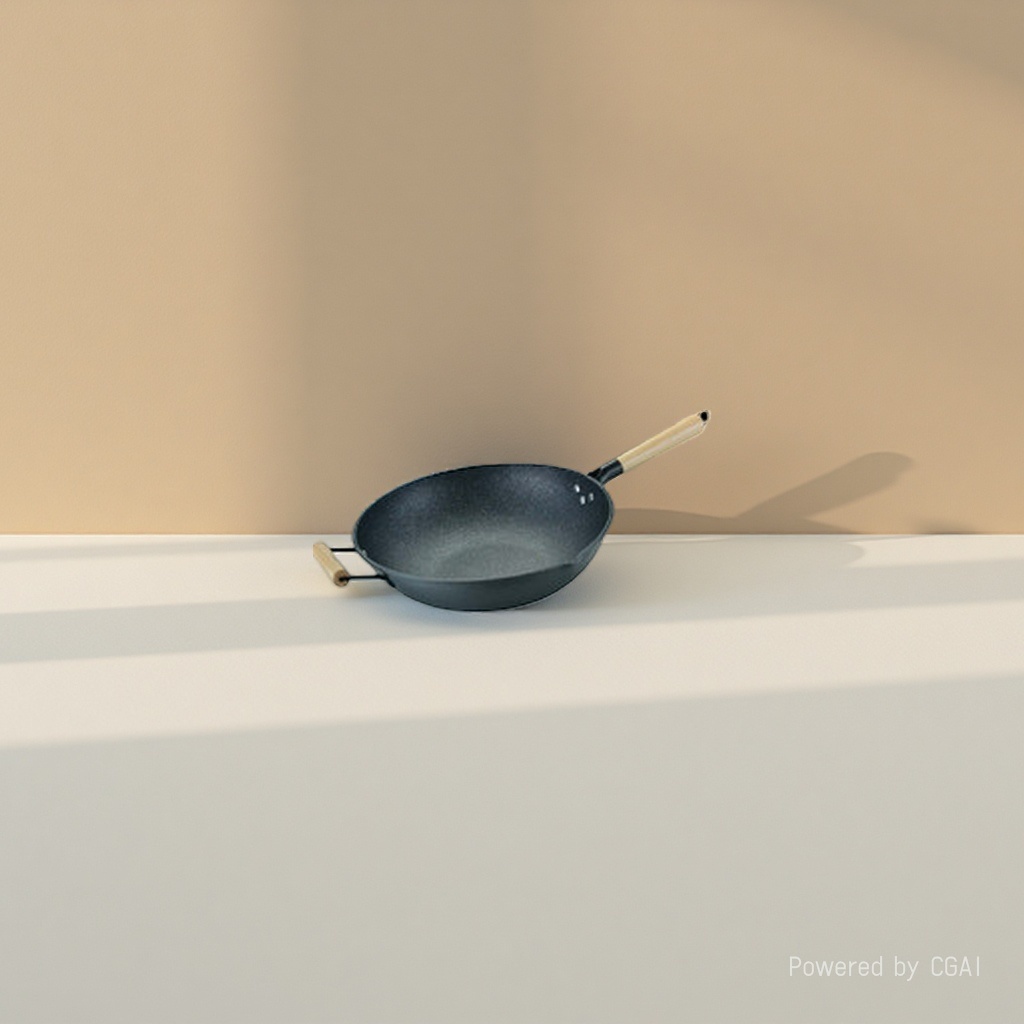 Black cast iron wok, iron wok, household frying wok 3 Specification image