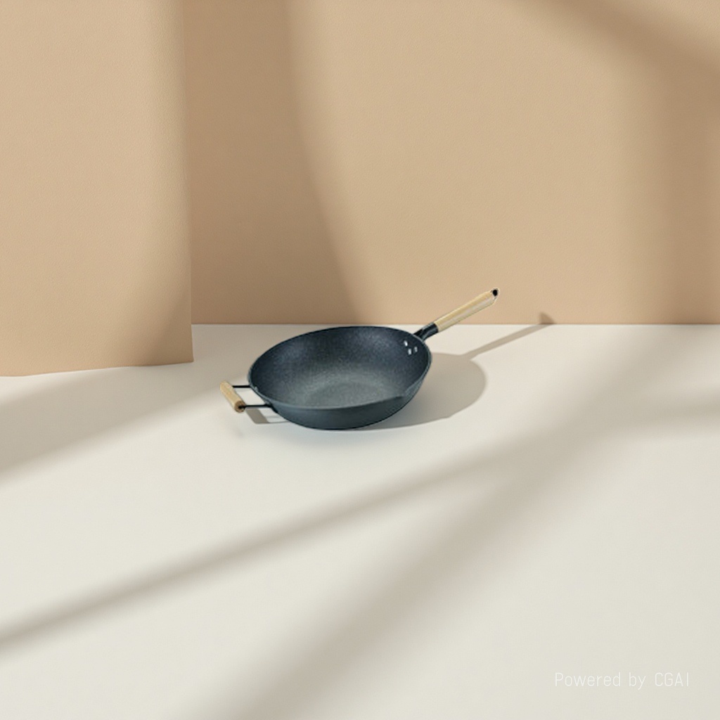 Black cast iron wok, iron wok, household frying wok 3