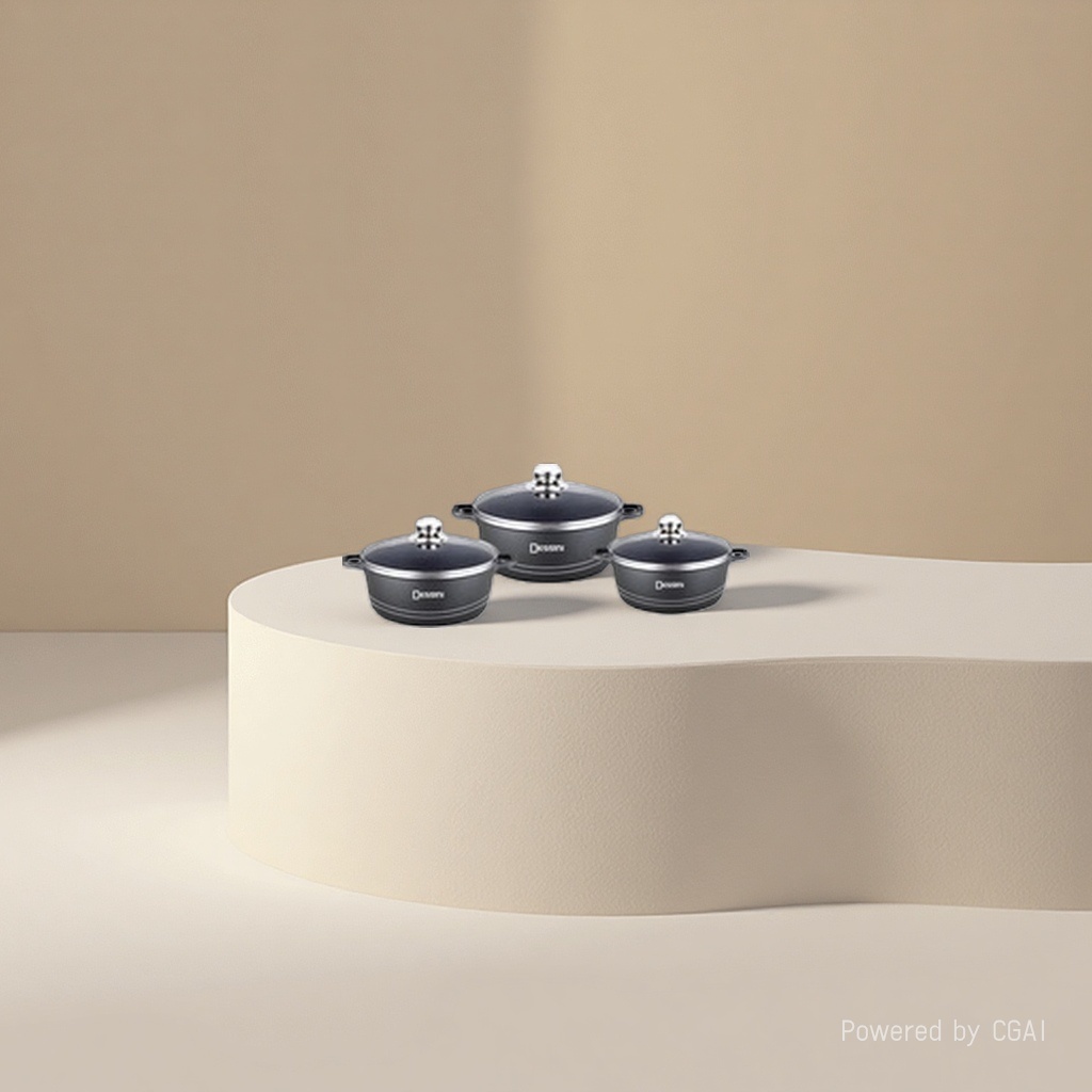 Black non-stick pan with silicone spatula kitchenware four-zone set tableware and POTS Application Scenario