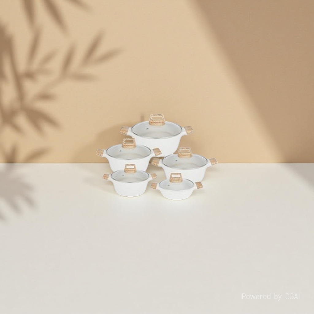 7-piece outdoor tea-making aluminum cookware set, white kitchenware, stainless steel style Specification image