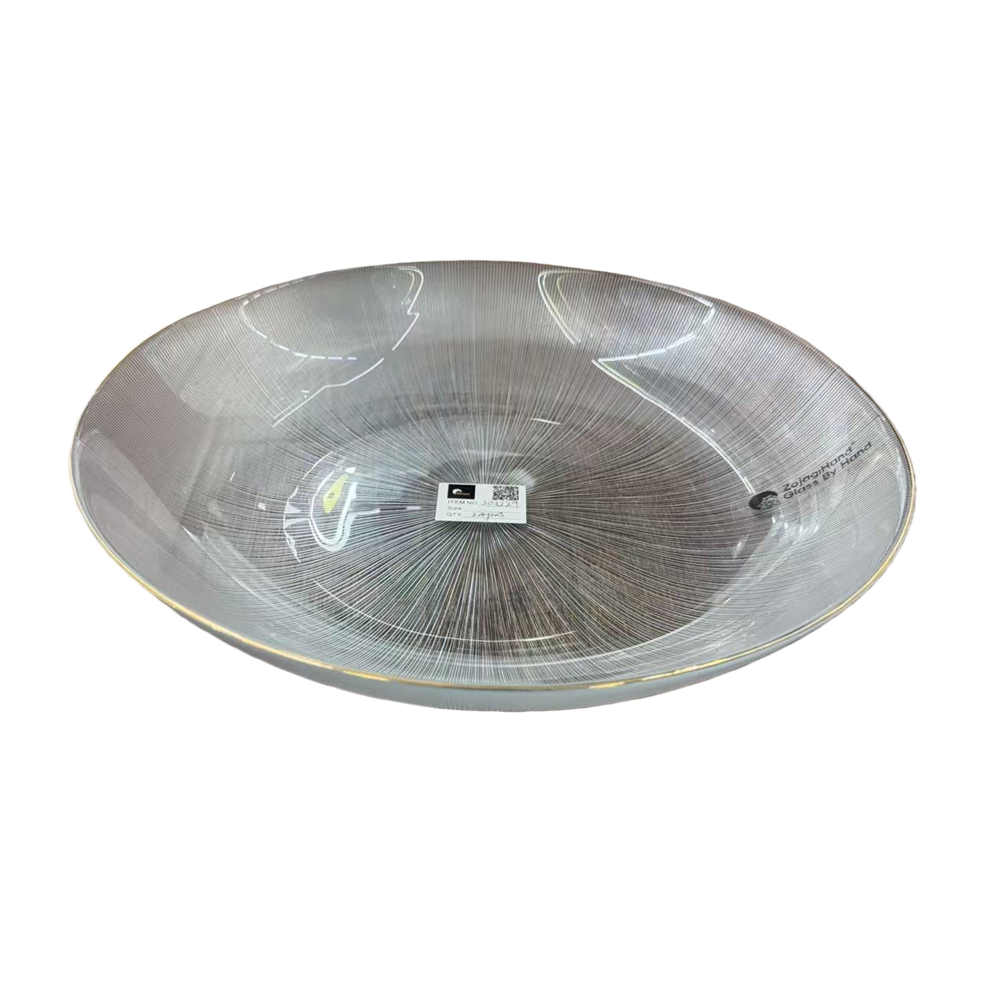 Japanese-style round glass plate, handcrafted gold-edge fruit plate, dried fruit salad snack plate, simple and creative lead-free crystal plate Item Picture