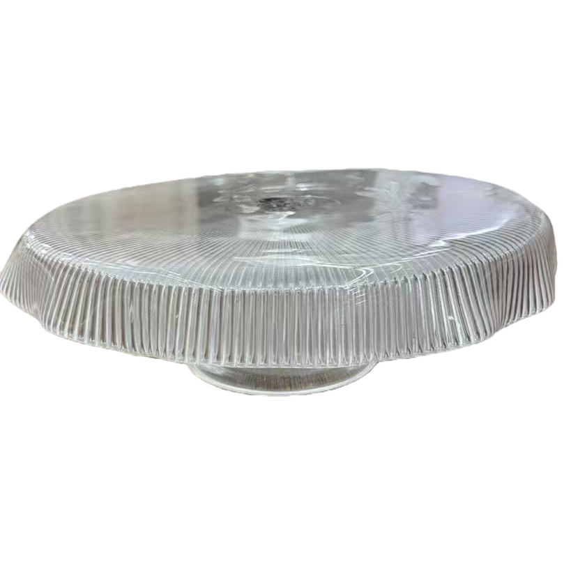 New Chinese-style solid wood high-end high-legged glass fruit plate, home living room coffee table, candy plate decoration Item Picture