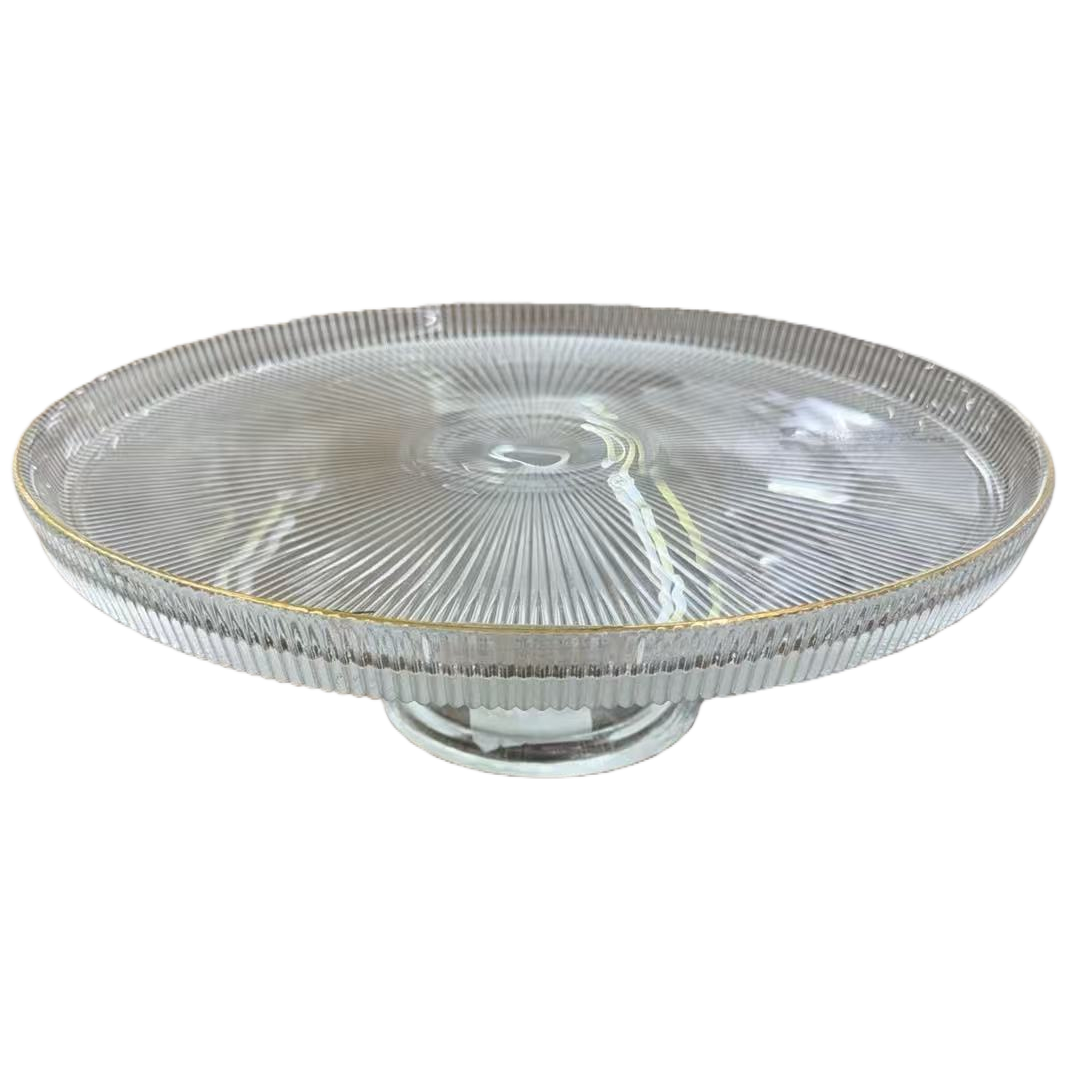 New Chinese-style solid wood high-end high-legged glass fruit plate, home living room coffee table, candy plate decoration. 085437804 Item Picture