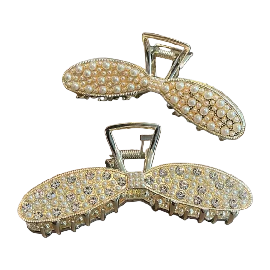 Pearl-decorated acetic acid shark grappling clips are fashionable and versatile hair accessories for women Item Picture