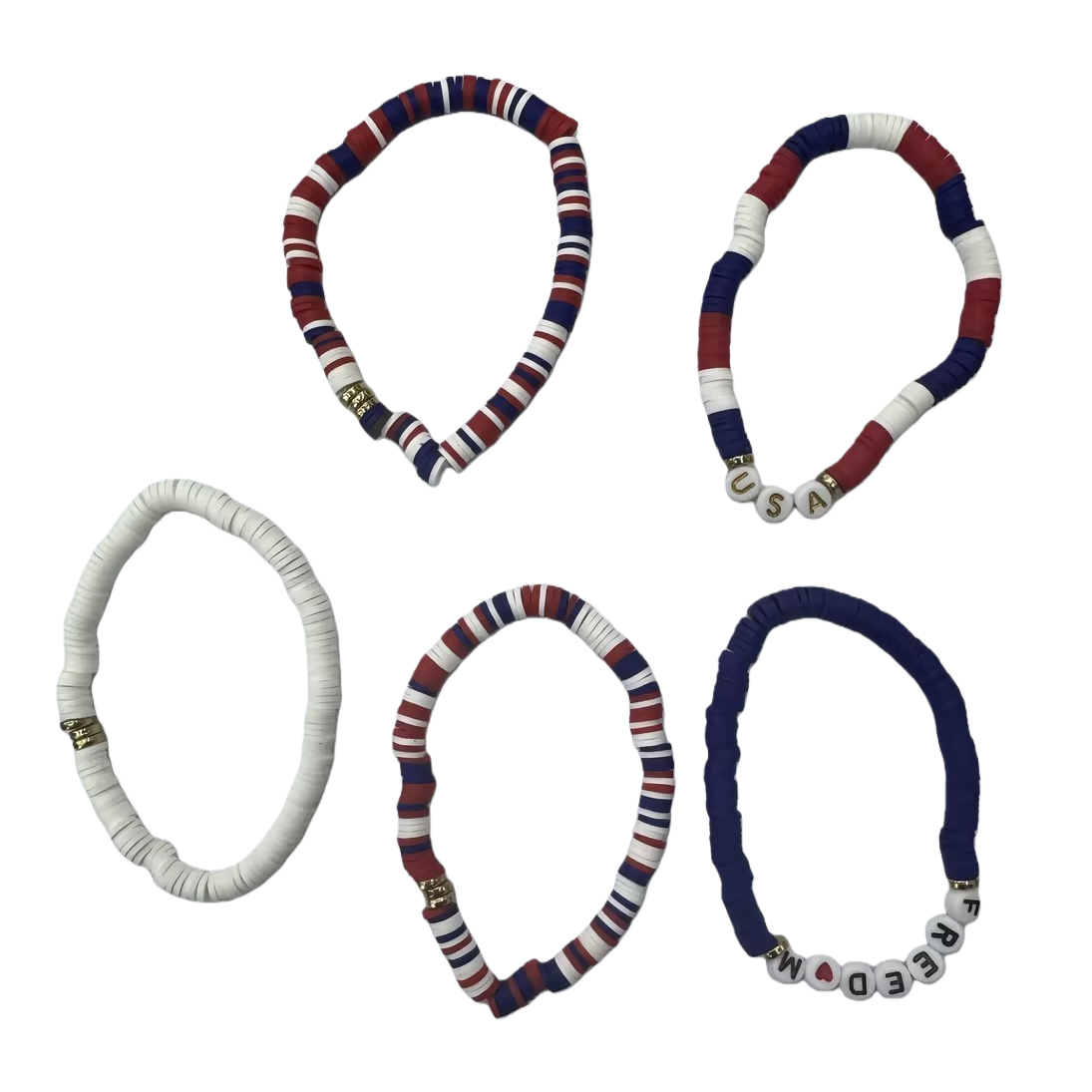 Cross-border best-selling soft clay slicing bracelet set, letter heart five-pointed star fashionable and niche design elastic bracelet Item Picture