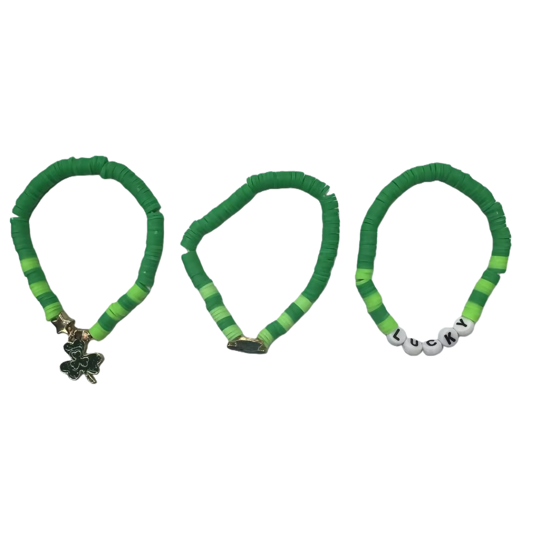 Cross-border best-selling Taylor bracelet set: Colorful rice bead bracelet, beaded green clover bracelet Item Picture