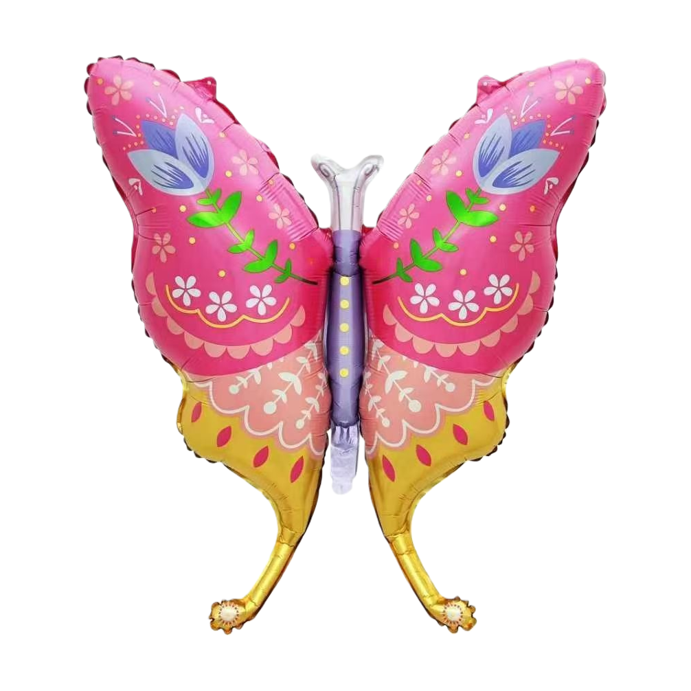 Pink and yellow butterfly-patterned aluminum film balloon birthday party ceremony decoration items