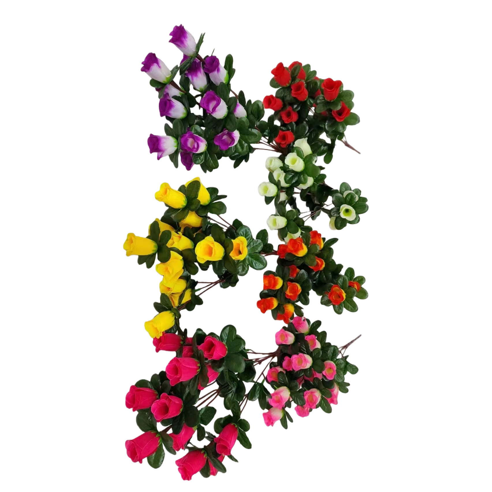 Monet's Garden Five-pronged and fifteen-head Rhododendron plastic artificial flower simulation flower handcrafted flower material Item Picture