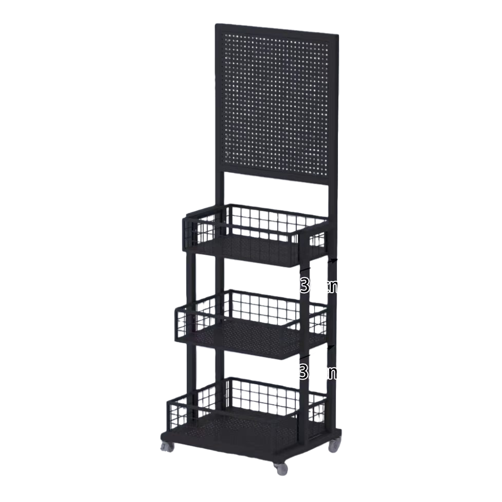 Black metal storage rack, main body, bathroom and kitchen perforated board, floor rack, multi-layer miscellaneous storage rack