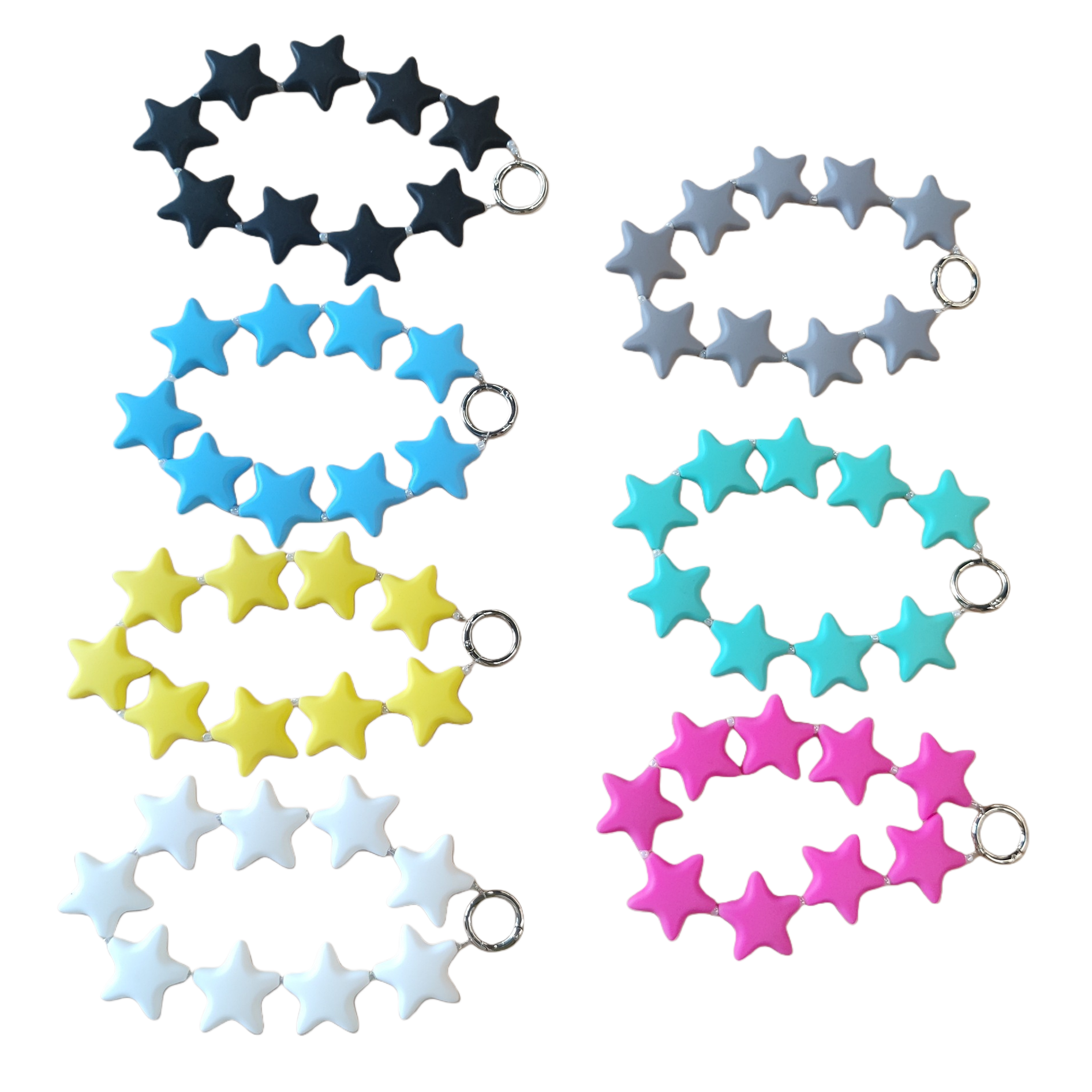 Colorful silicone star color-blocking Hyuna style fashion accessory bag, car hanger, keychain, cute mobile phone chain for girls Item Picture