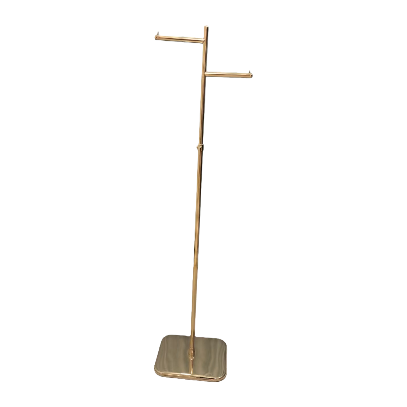 Two-arm titanium gold display stand, floor-standing suit hanger, dedicated for clothing fabric skirts, 153552524 Item Picture