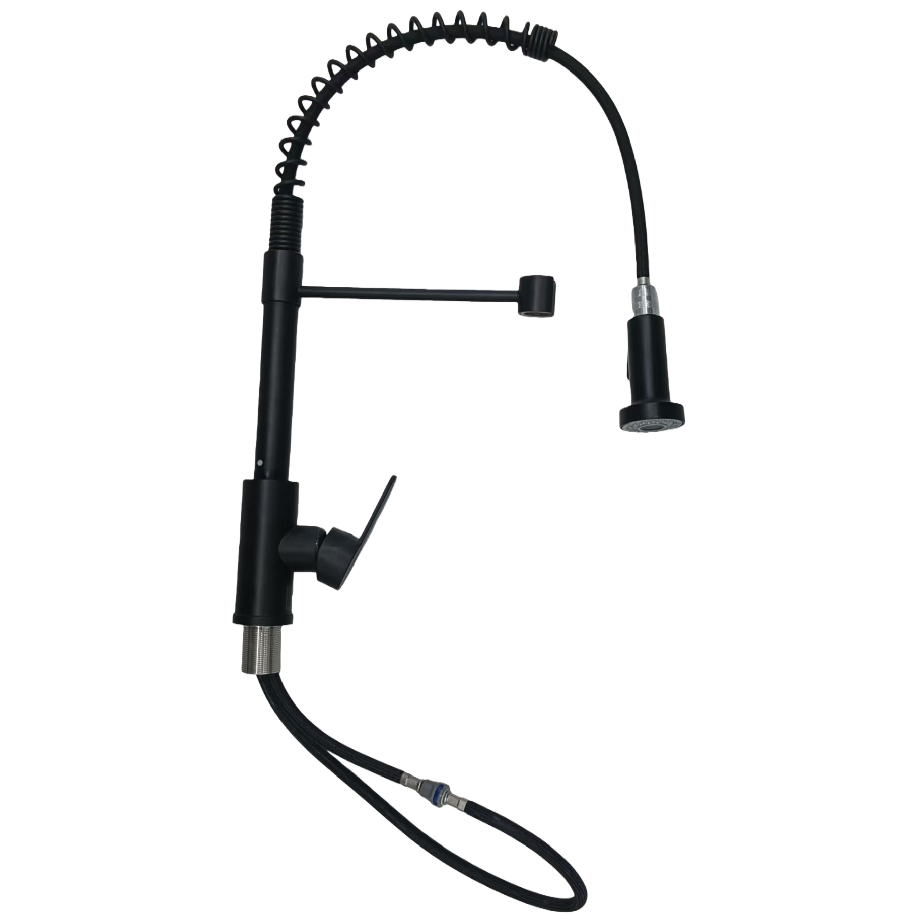 The main body of the black pull-out intaglio kitchen faucet is a semi-automatic small kitchen faucet Item Picture