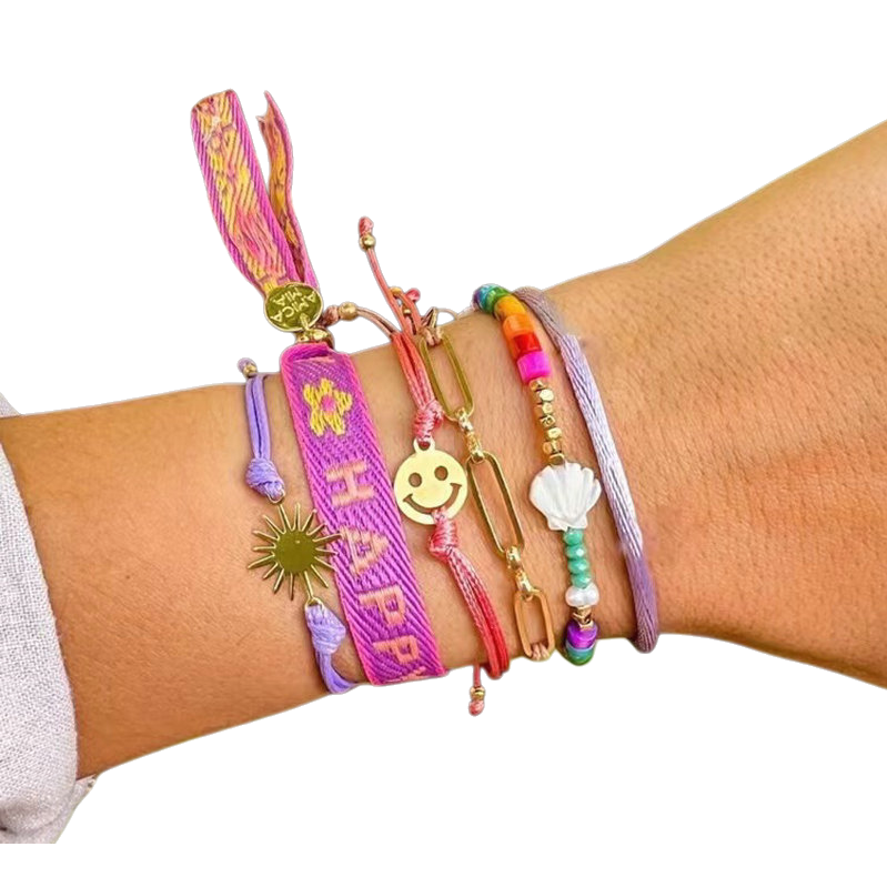 Woven wristbands, personalized letter embroidery wristbands, creative men's and women's clothing accessories, pendants, wristbands, bracelets Item Picture