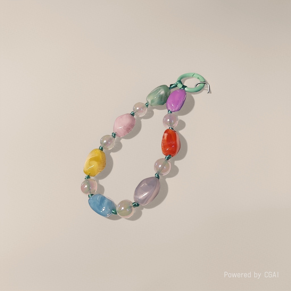 ins irregular-shaped jade mobile phone chain, short high-end pearl lanyard, niche outdoor ccd camera pendant wholesale details Picture