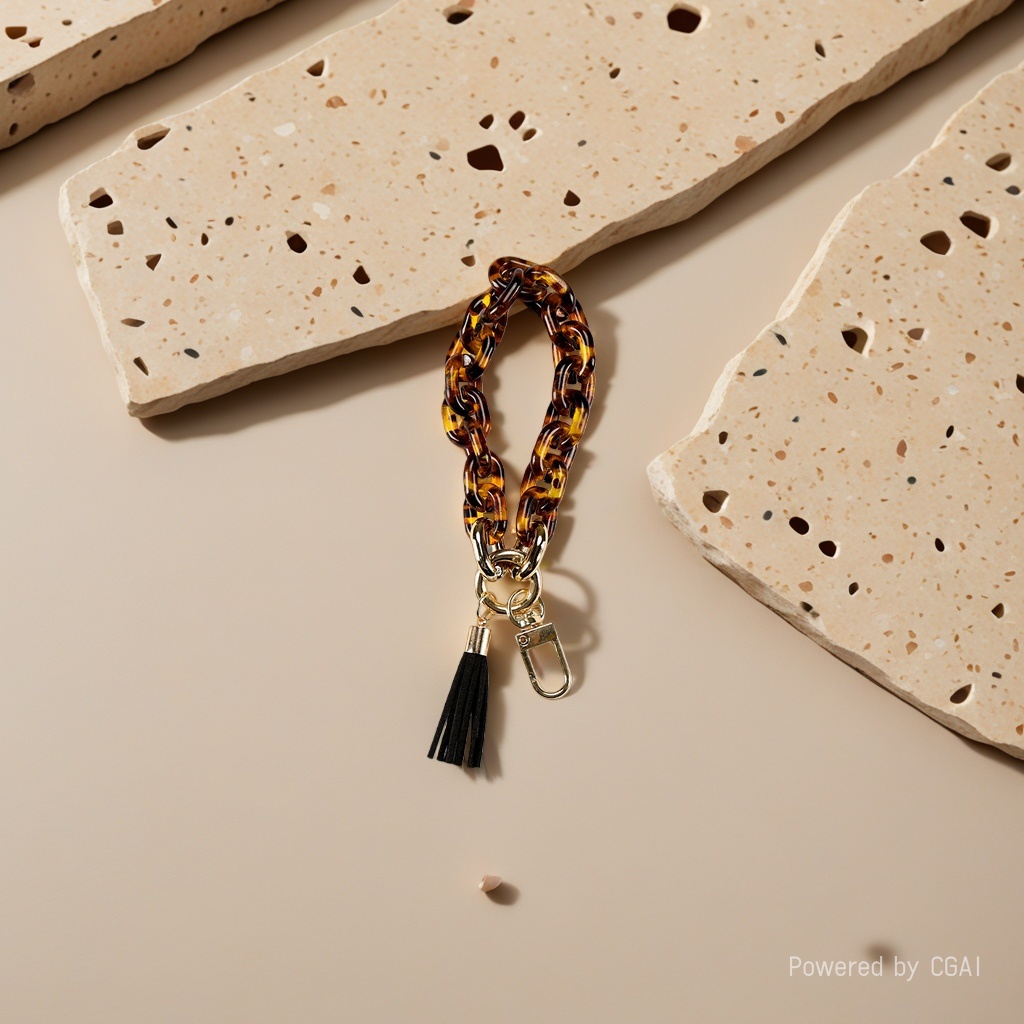 DIY acrylic U-shaped chain, personalized decorative chain, bracelet, multi-color splicing, colorful tassel keychain details Picture