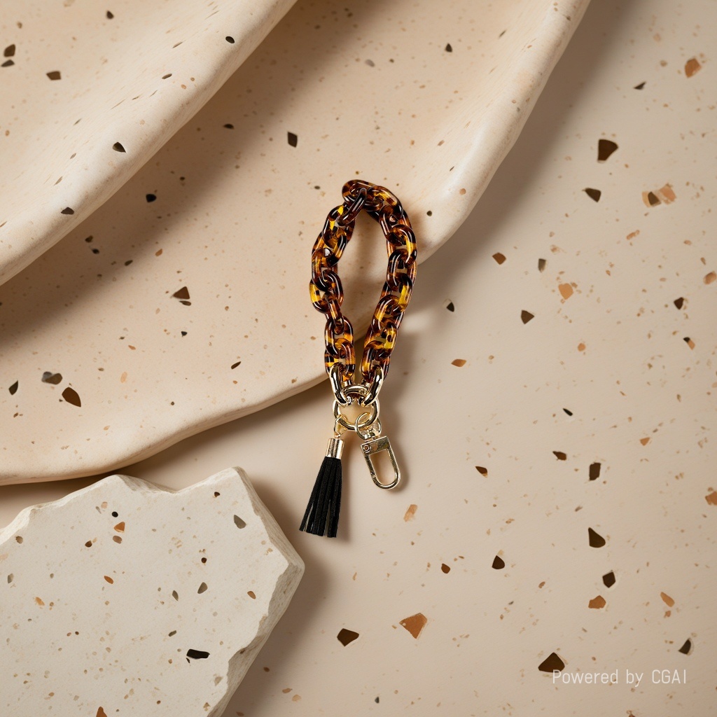 DIY acrylic U-shaped chain, personalized decorative chain, bracelet, multi-color splicing, colorful tassel keychain Specification image