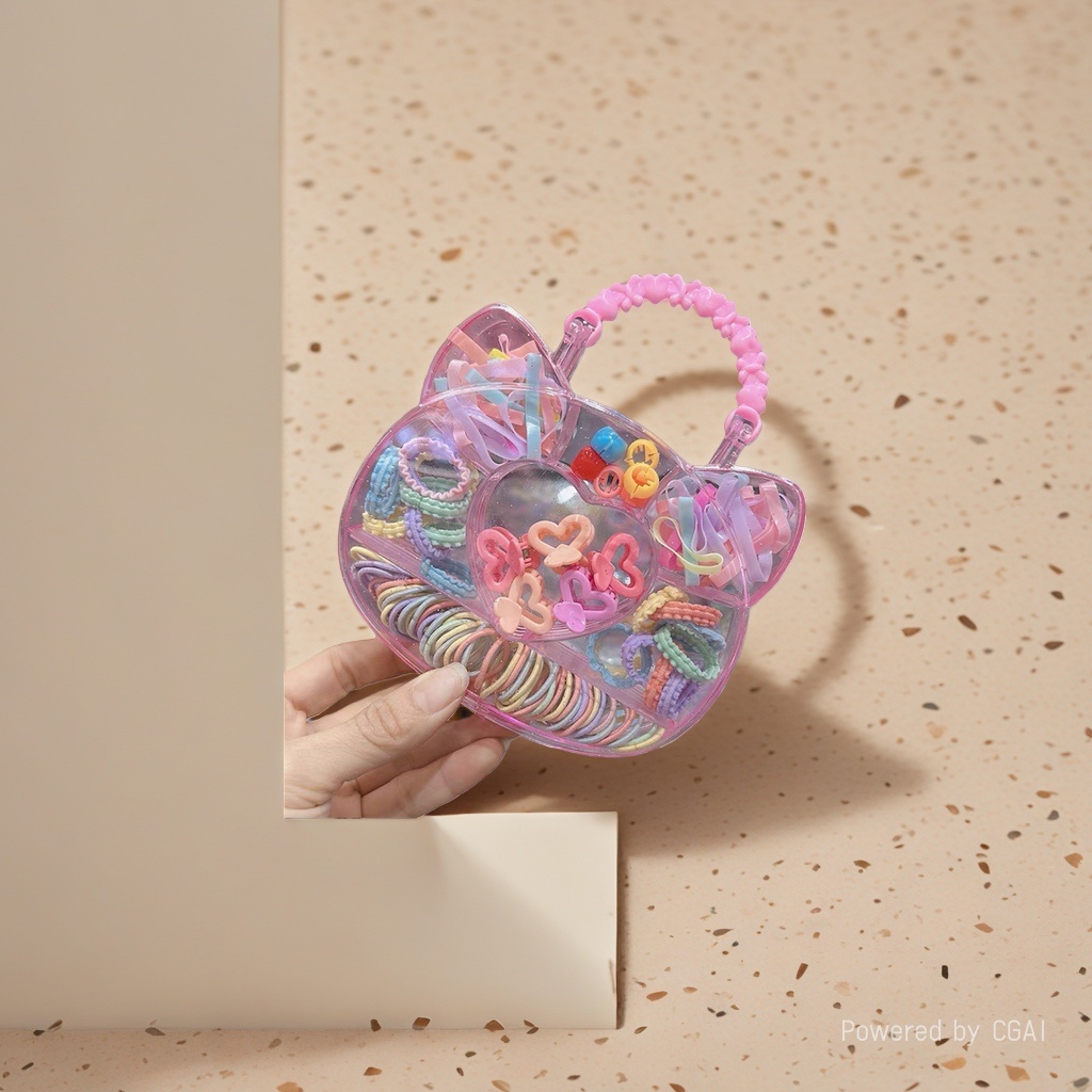 Transparent bear ear hair accessory, leather band set, jewelry bag, head rope, hair rope, hair accessory, women's patchwork Korean version Application Scenario
