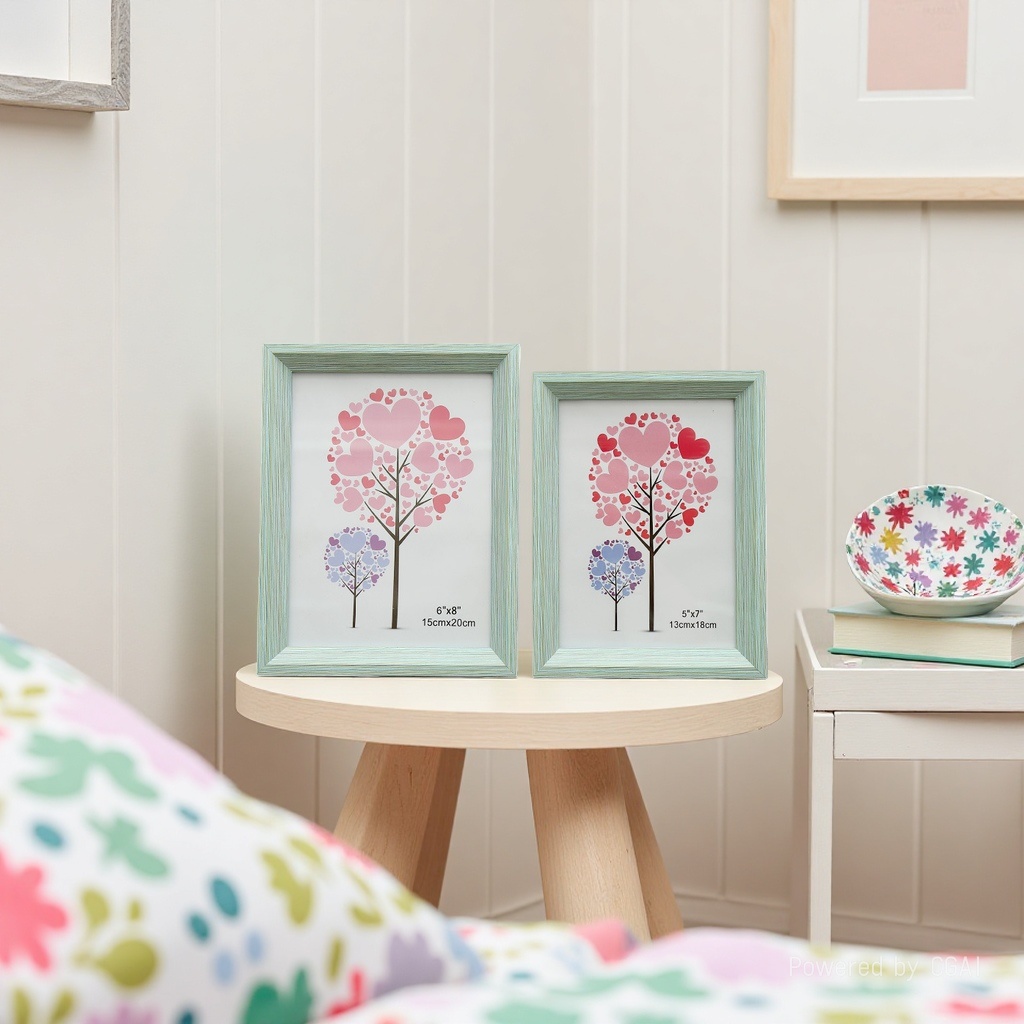 Creative 3.5× 5-inch rectangular PVC picture frame, simple home-style floor-standing photo frame, European and American style wood-grain imitation plastic photo frame Specification image
