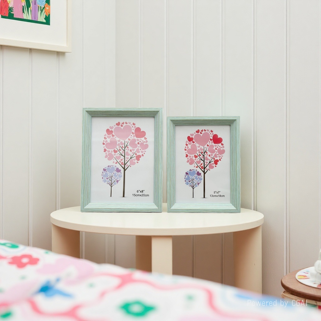 Creative 3.5× 5-inch rectangular PVC picture frame, simple home-style floor-standing photo frame, European and American style wood-grain imitation plastic photo frame Application Scenario