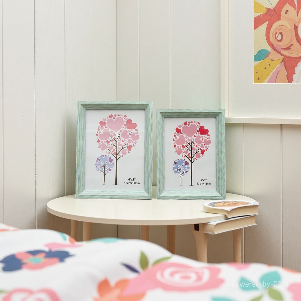 Creative 3.5× 5-inch rectangular PVC picture frame, simple home-style floor-standing photo frame, European and American style wood-grain imitation plastic photo frame