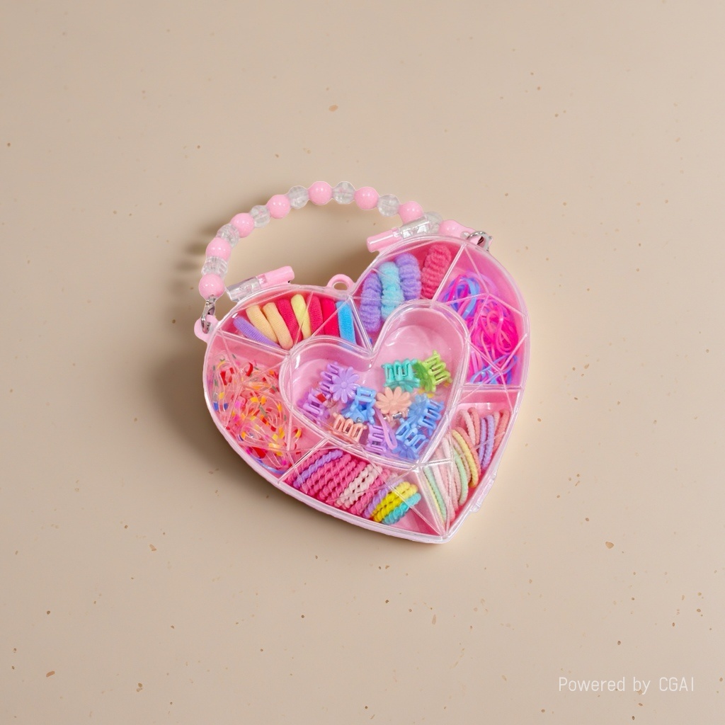 Heart-shaped hair accessory rubber band set with colorful hair bands and hair strings, a Korean version for women's patchwork Specification image