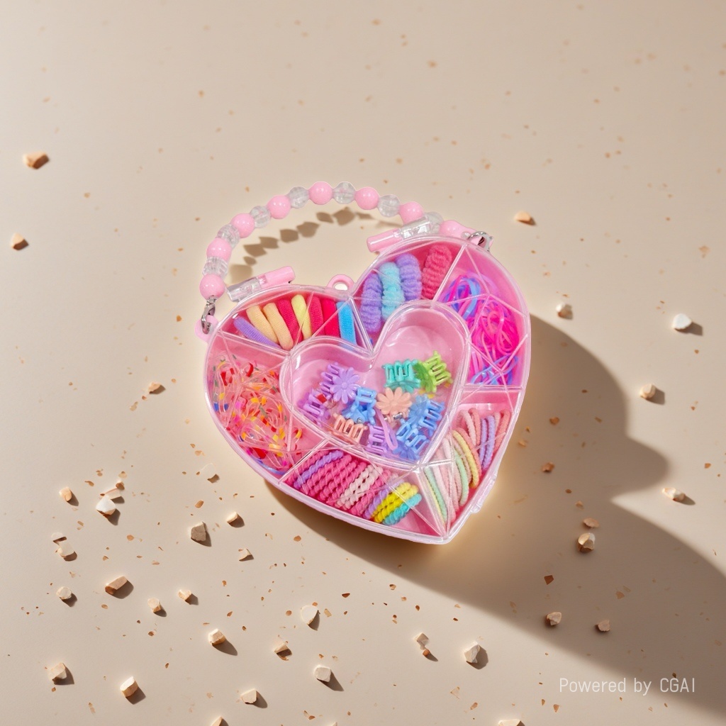 Heart-shaped hair accessory rubber band set with colorful hair bands and hair strings, a Korean version for women's patchwork