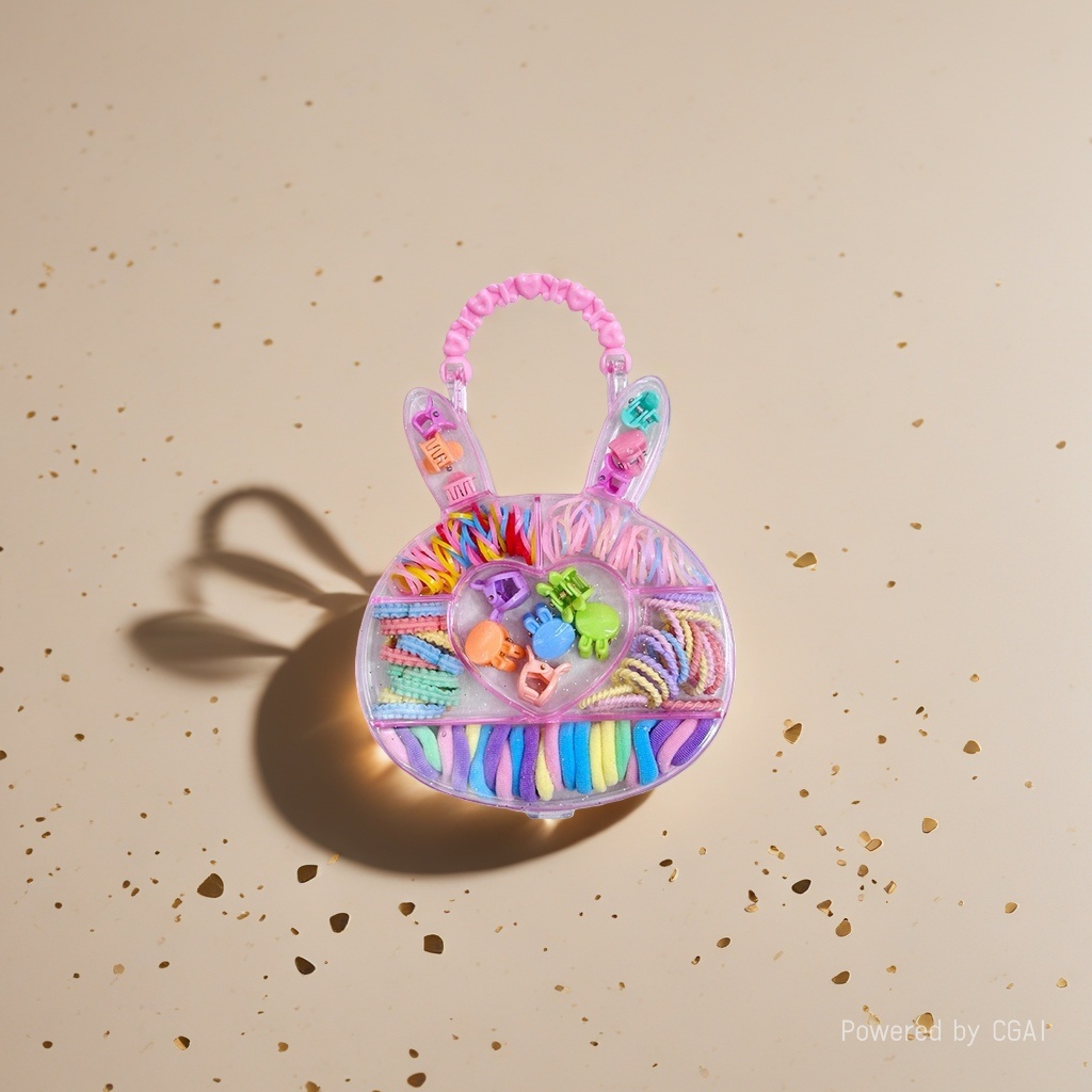 Rabbit lamp, colorful hair accessory, rabbit-shaped box hair band, rubber band details Picture