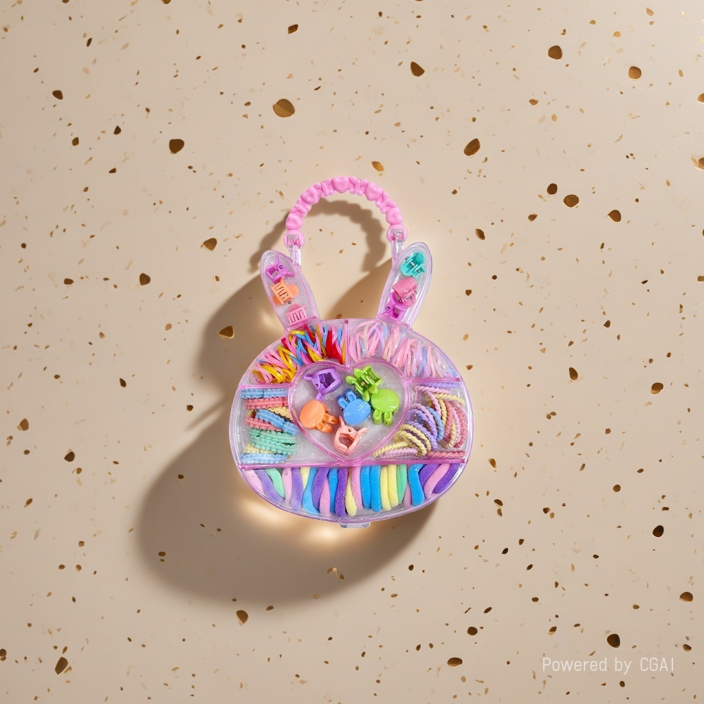 Rabbit lamp, colorful hair accessory, rabbit-shaped box hair band, rubber band Specification image