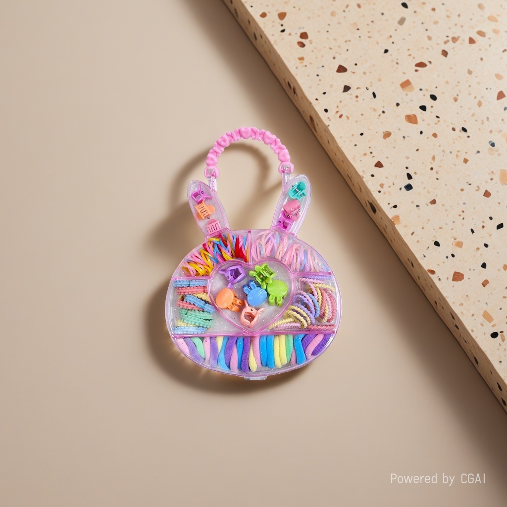 Rabbit lamp, colorful hair accessory, rabbit-shaped box hair band, rubber band